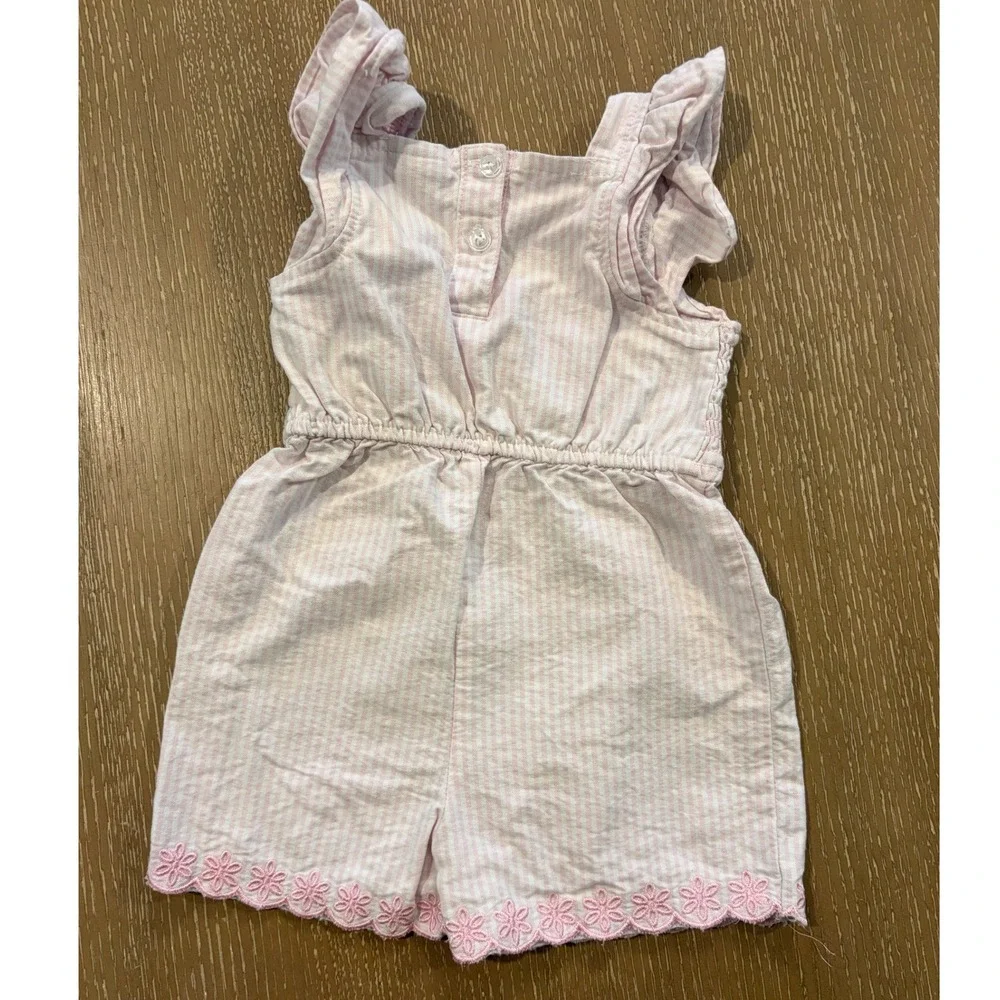 Draper James Pink Seersucker Striped Smocked Eyelet Romper Toddler Girls 24M